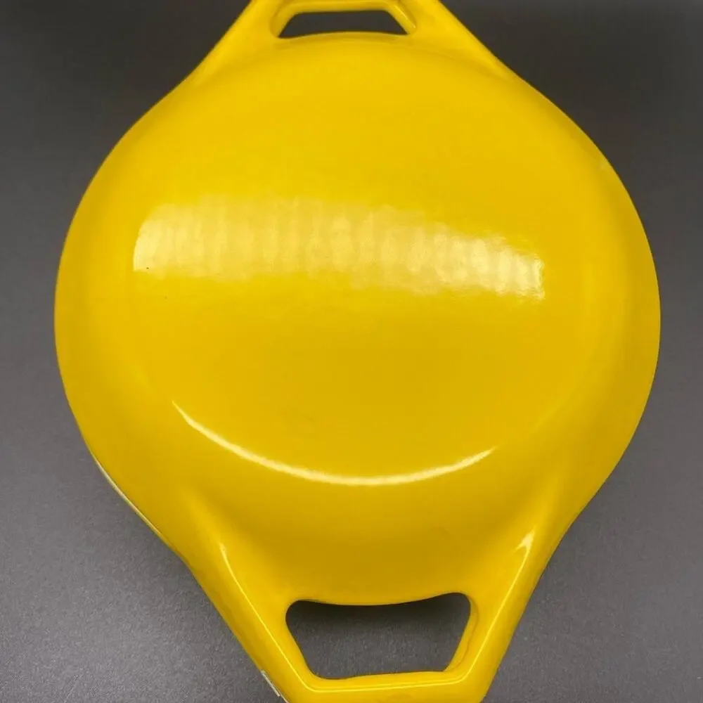 Vintage Copco‎ Denmark D1 Yellow Enamel Cast Iron Small Dutch oven lid 1960's